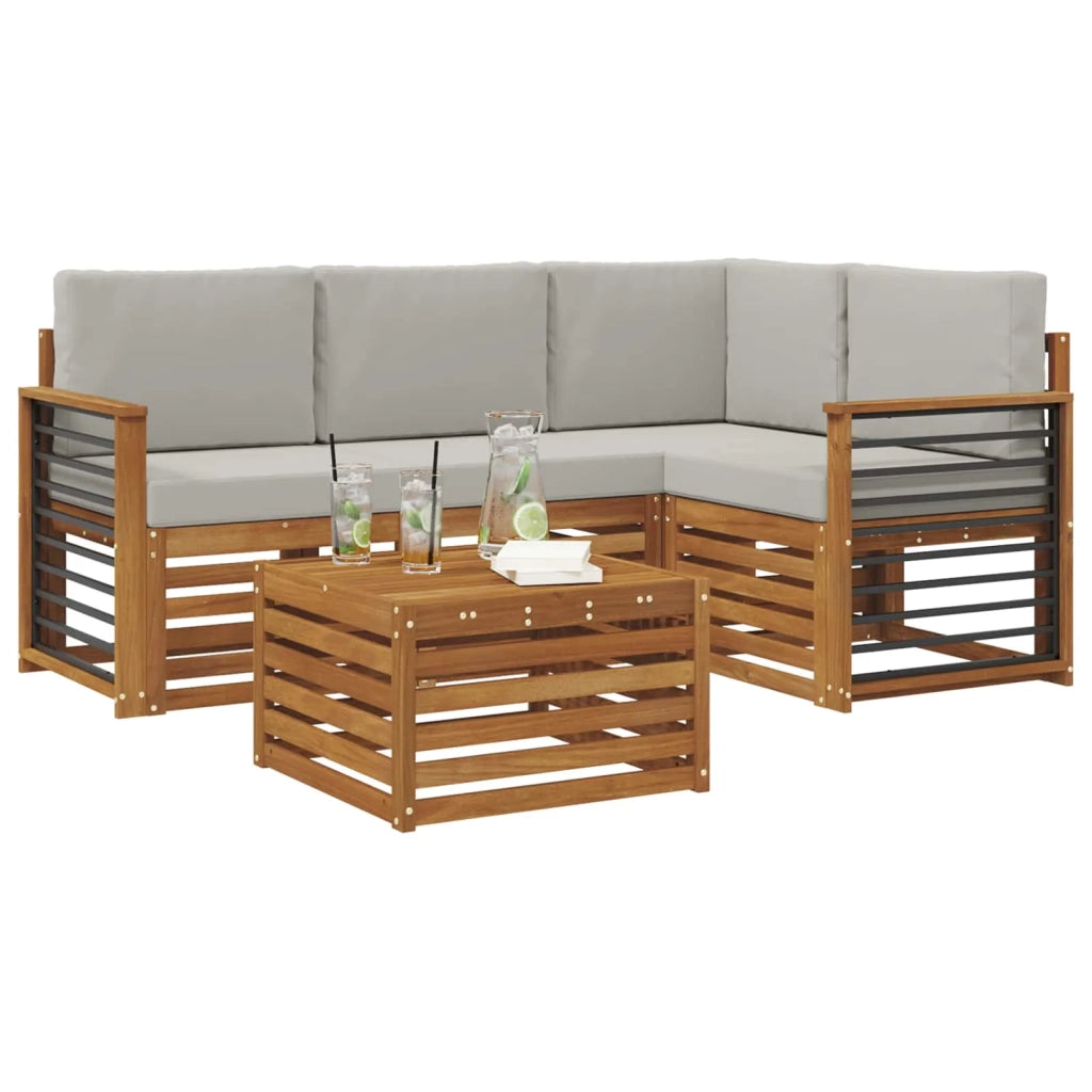 Set di divani da esterno 5 pcs Grigio Naturale e Chiaro 3374781