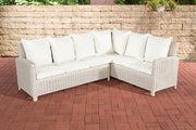 Bancopiazza in Rattan - Per esterno - Mobili da giardino - Wicker - Set di relax - Bancopiazza da giardino o balcone - Bianco/crema - 6 posti