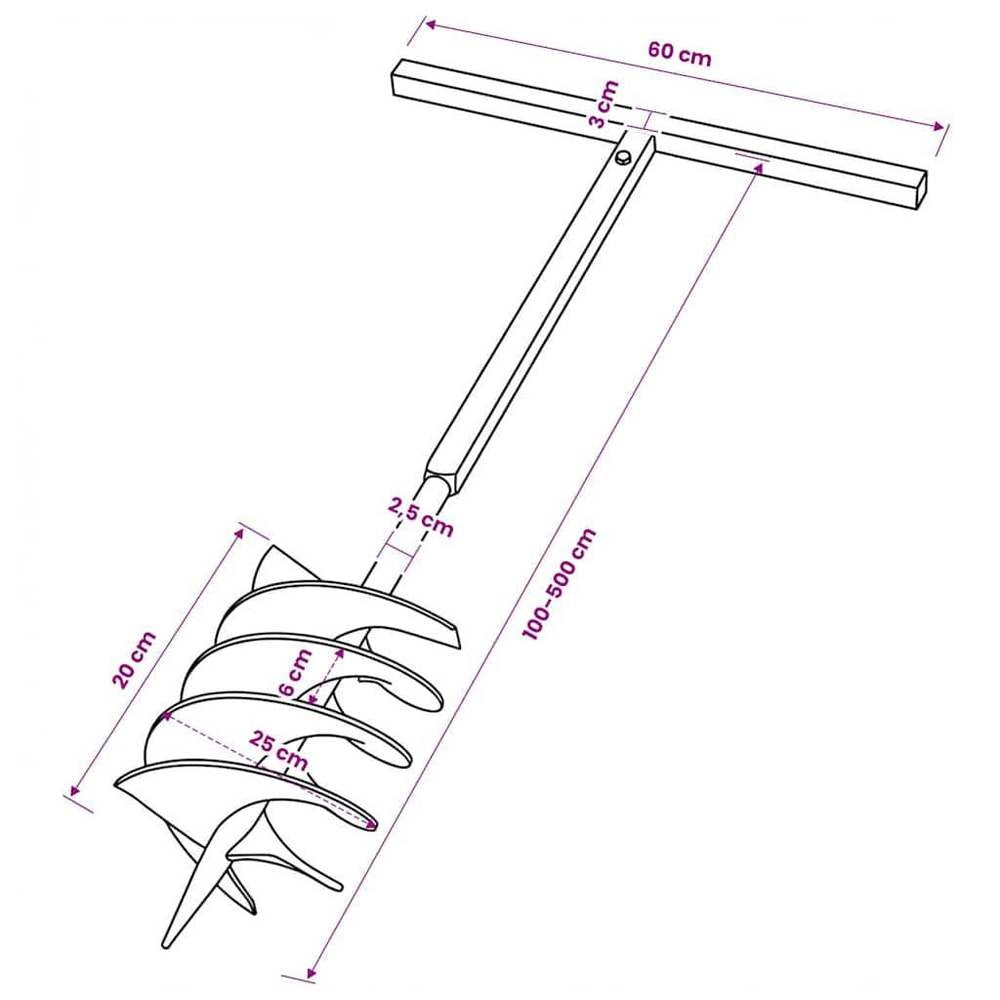 Earth Auger With Handle, 200 Mm Extension Tube, 5 M