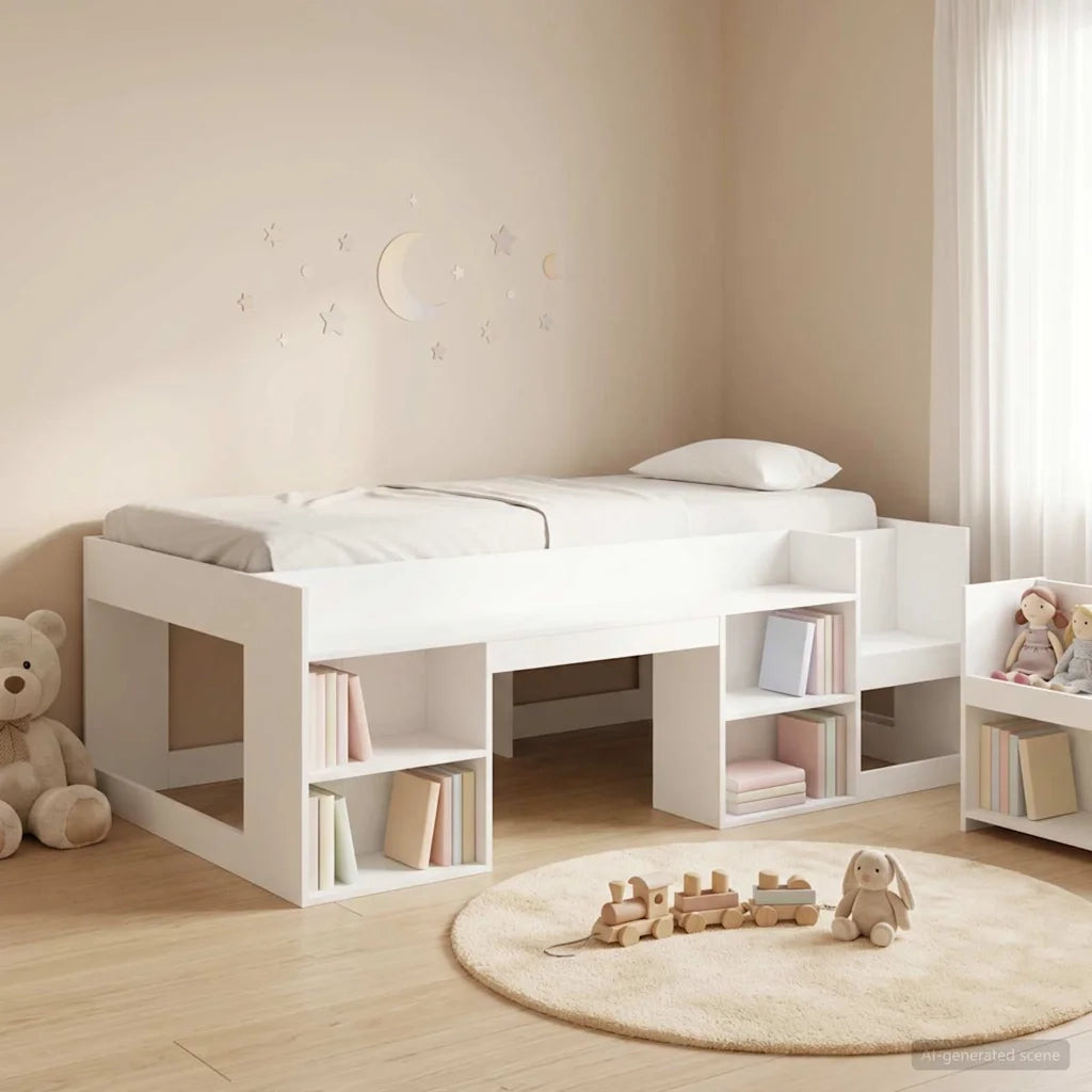 Telaio del letto con storage Bianco 90 x 200 cm
