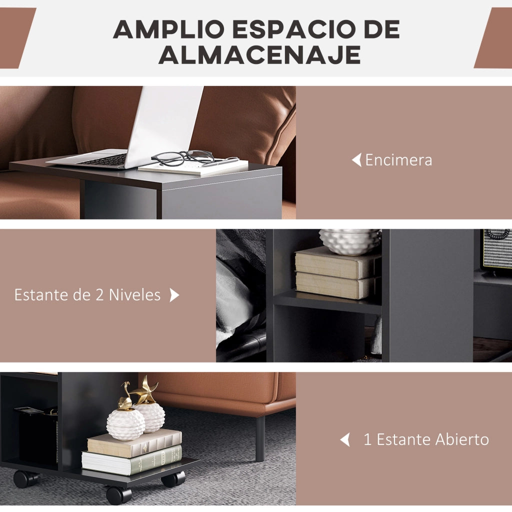 Tavolino con rotelle ¨C zephmum ¨C 45x35x58 cm nero