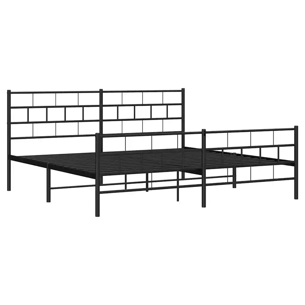 Giroletto con Testiera e Pediera-Struttura Letto Metallo Nero 193x203 cm 777680