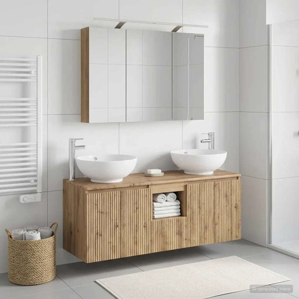 Set di Armadi da Bagno 4 pz Rovere Artigianale