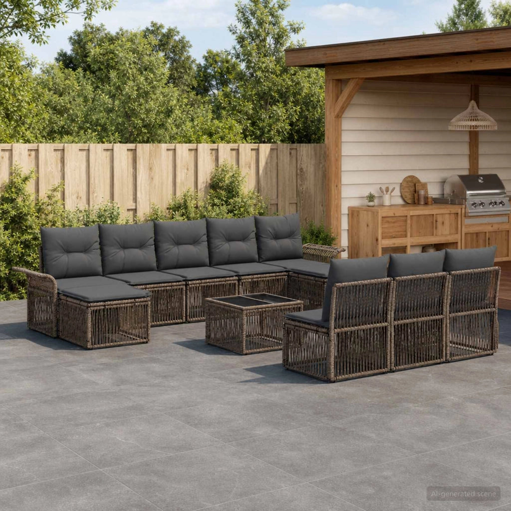 Set Divano da Giardino 11 pz Grigio polyrattan 3434954