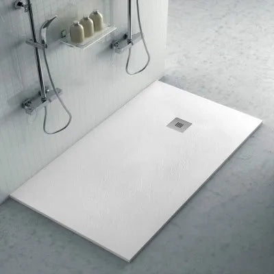 Piatto doccia in resina 80x160 Karen bianco pietra completo di kit scarico