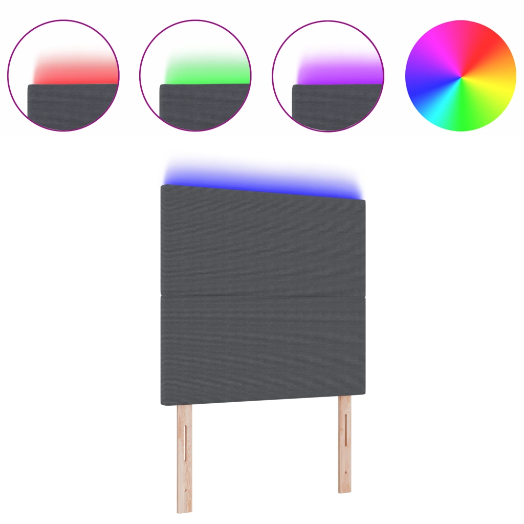 Testata LED  Grigia Scuro 90 cm in Velluto