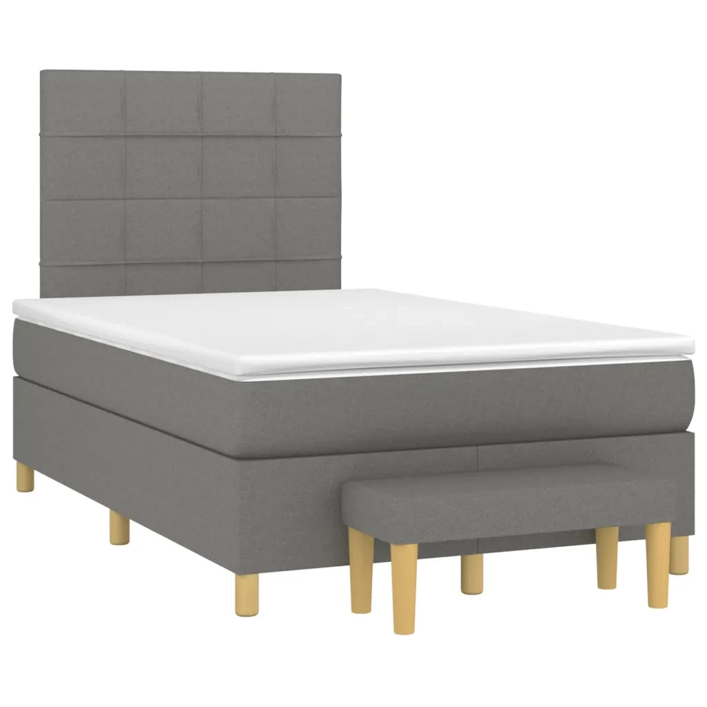 Giroletto a Molle con Materasso Grigio Scuro 120x200 cm Tessuto 3137142