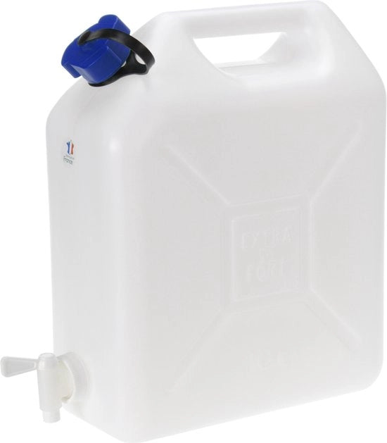 Doppio serbatoio di plastica per acqua - 2x - 10 litri - con rubinetto e tappo - per campeggio