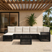 Set Divano da Giardino 8 pz Nero e Bianco Crema polyrattan 3435199