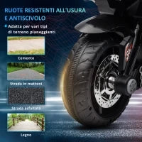Moto Elettrica per Bambini 3-5 Anni Max. 25kg con Luci, Musica, Batteria 6V e Velocità 3km/h, 86x42x52 cm Blu