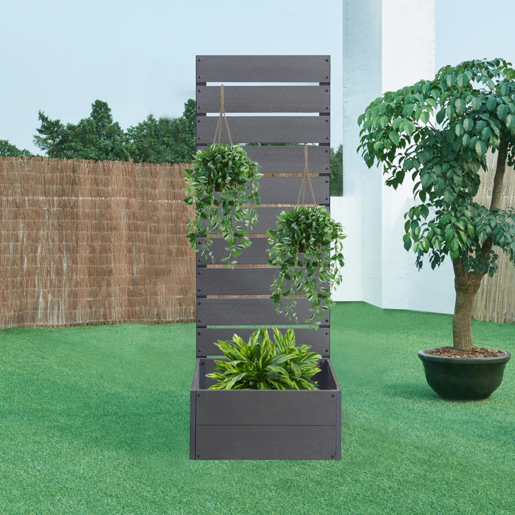 Fioriera con Spalliera Heerde in WPC 150 x 56 x 38 cm Grigio [en.casa]