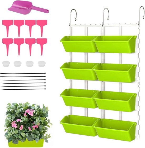 Pianta verticale per balcone con più livelli di sostegno per piante da sospensione - per la coltivazione di verdure, fiori, piante grasse e fragole su balcone - vasi per piante da appendere (verde chiaro)