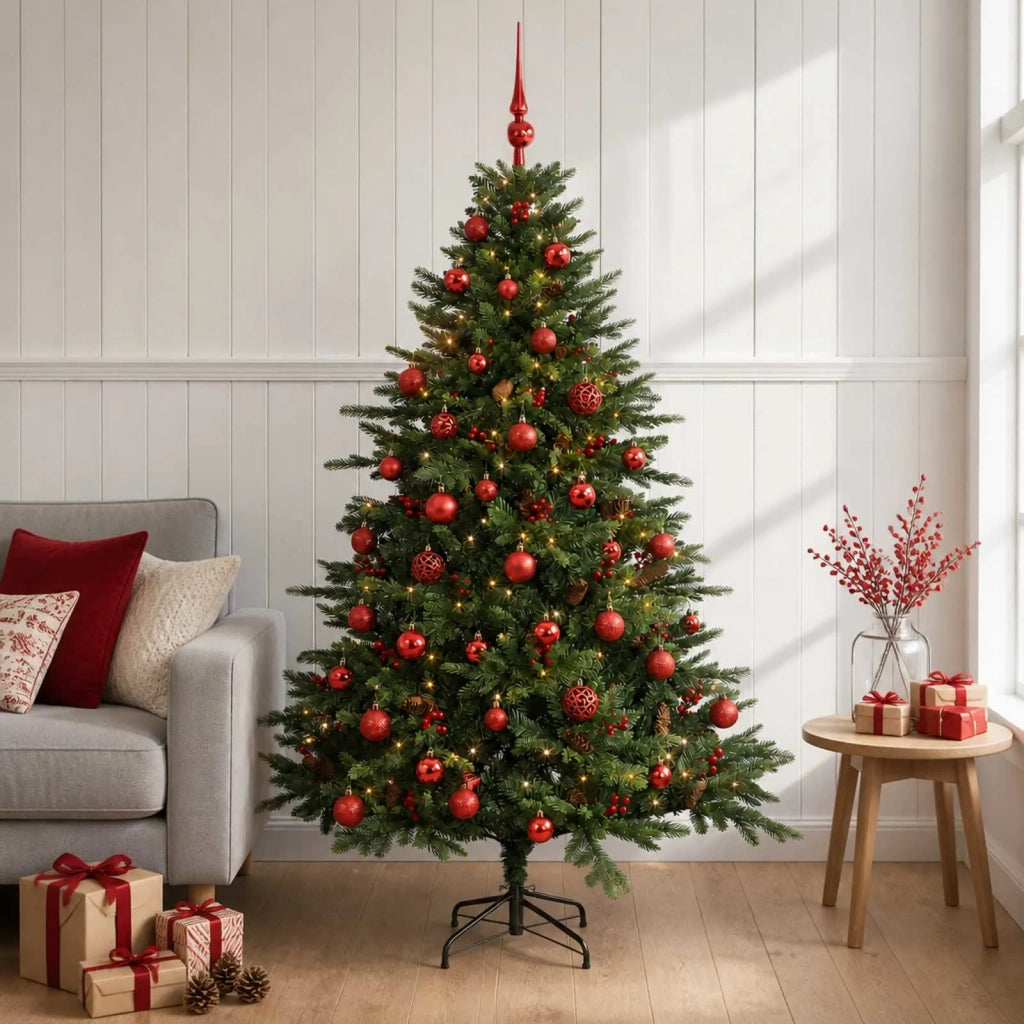 Albero di Natale artificiale con palline 120 cm 150 LED 3465869