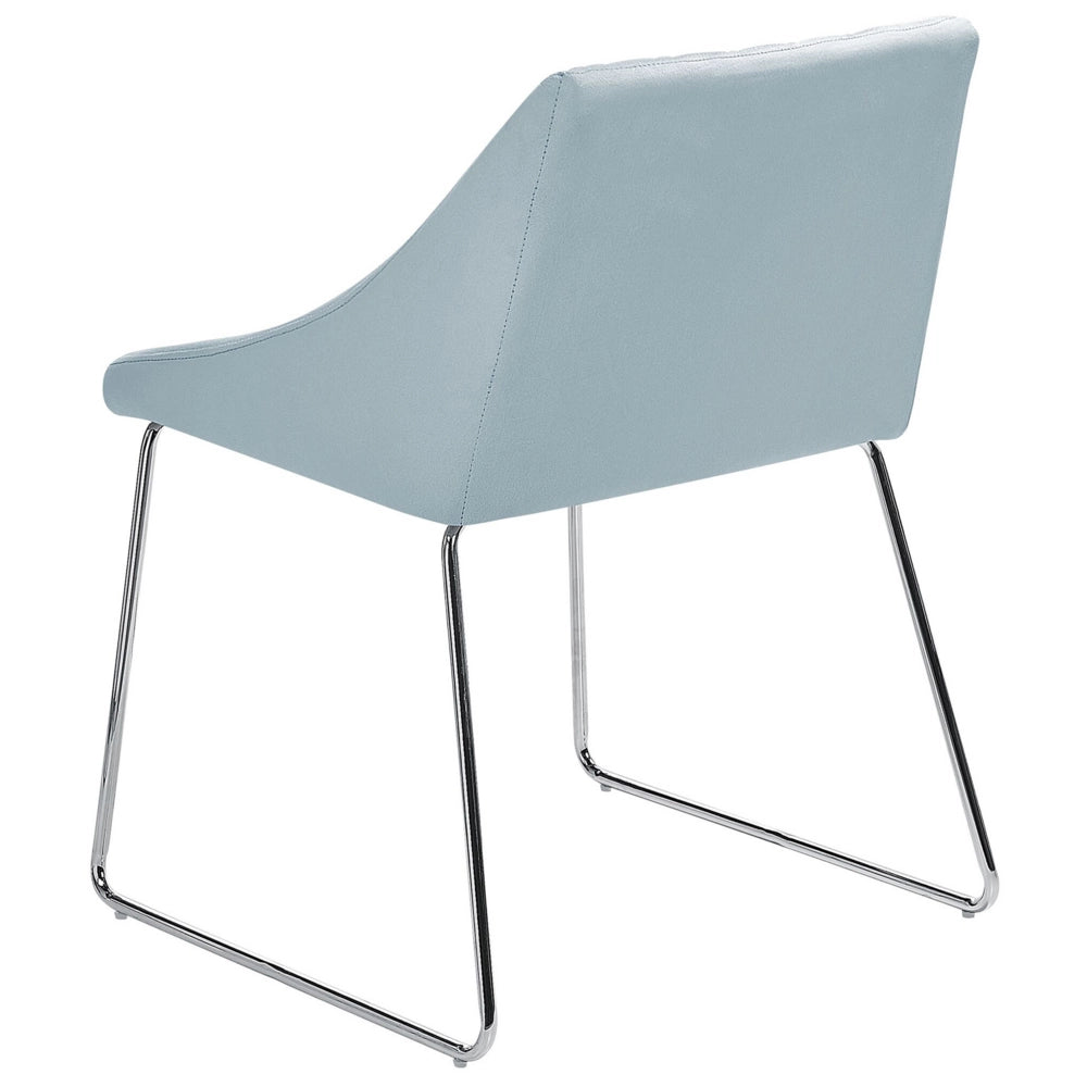 Set di 2 Sedie da Pranzo in Tessuto Velluto Azzurro Gambe in Metallo Cromato Stile Moderno