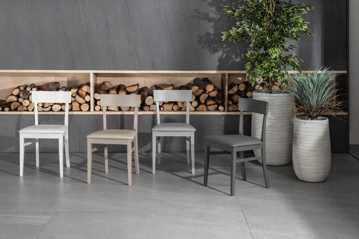 Set 2 Sedie 44x45xH82 cm in Similpelle Monaco Grigio Chiaro