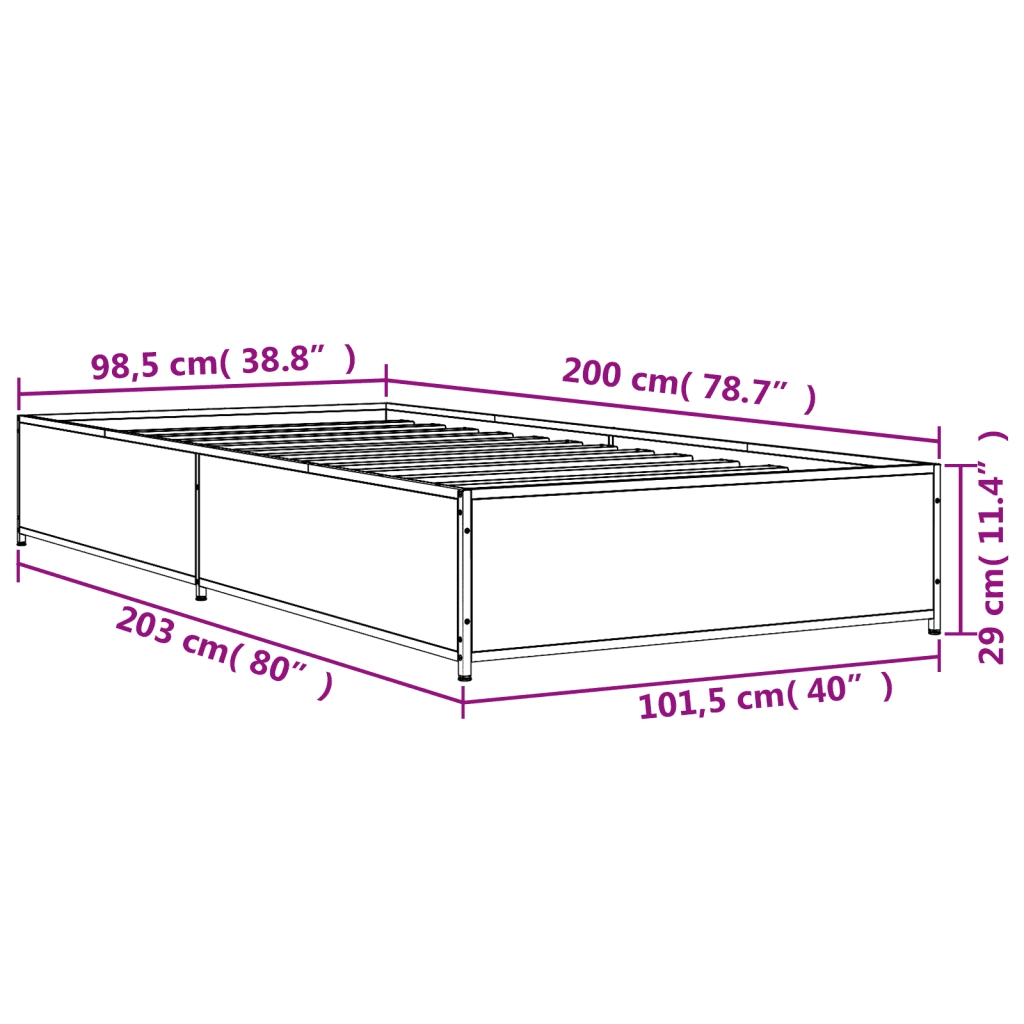 Giroletto Grigio Sonoma 100x200 cm Legno Multistrato e Metallo