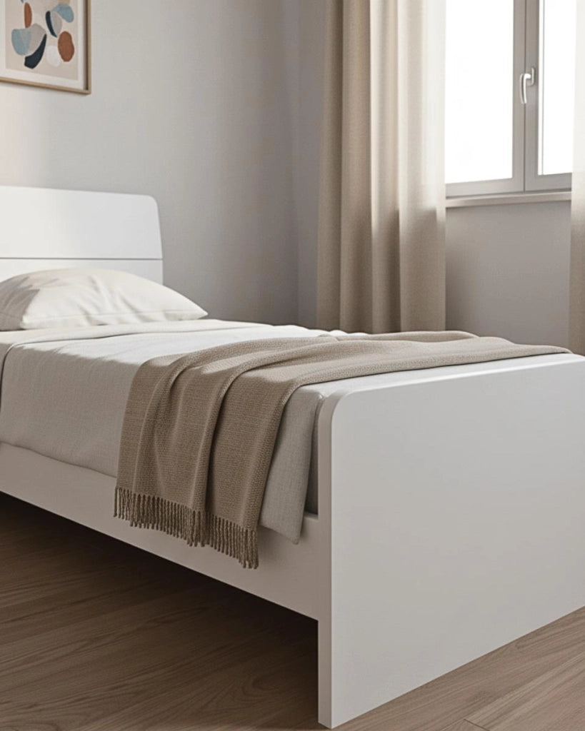 Letto Comby con fascioni e pediera - Letto singolo 87 x 197 - Struttura bianco - Rete e materasso esclusi_