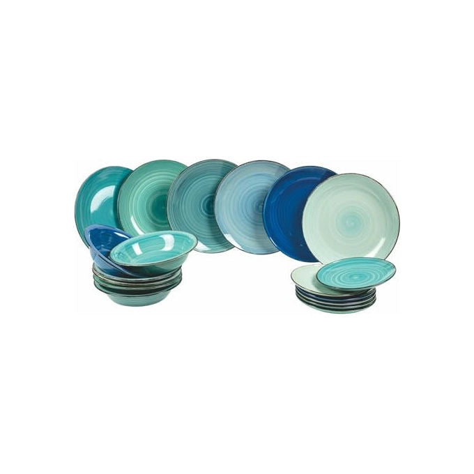 Villa d'Este Home Tivoli Baita Acqua Servizio Piatti 18 Pezzi Hard Dolomite colore Multicolor