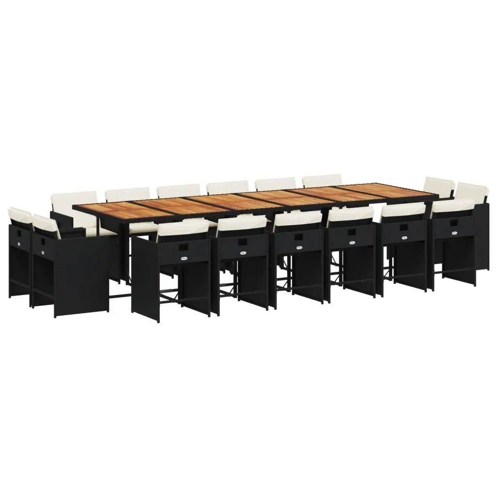 vidaXL Set da Pranzo da Giardino 17 pz con Cuscini Nero in Polyrattan
