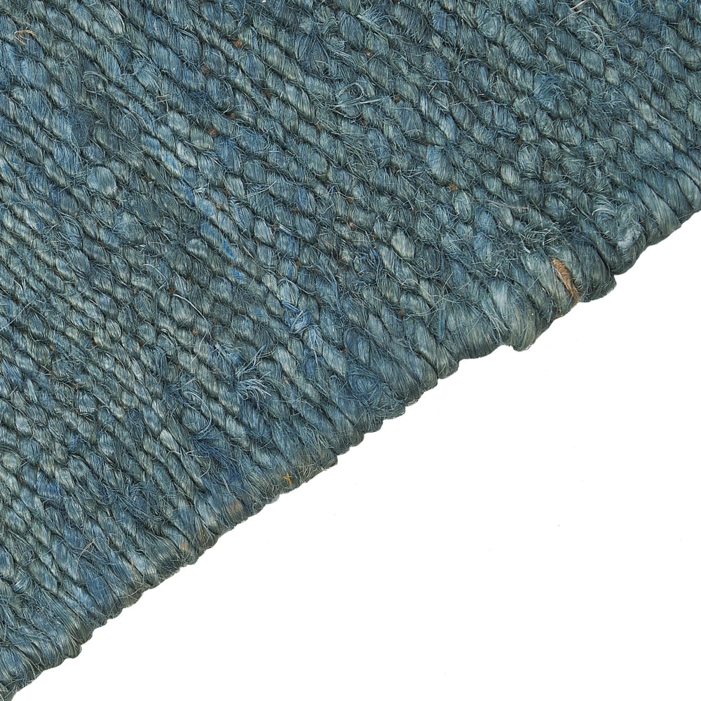 Tappeto in iuta blu 160 x 230 cm tessuto a mano con frange in stile boho per la sala della camera da letto