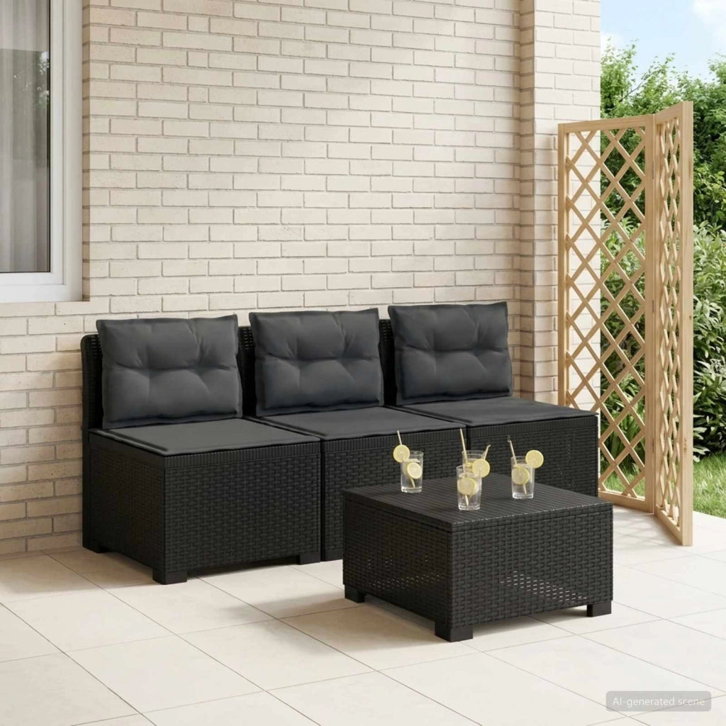 Divano da giardino 3 posti con cuscini in look rattan 3 posto 8011977