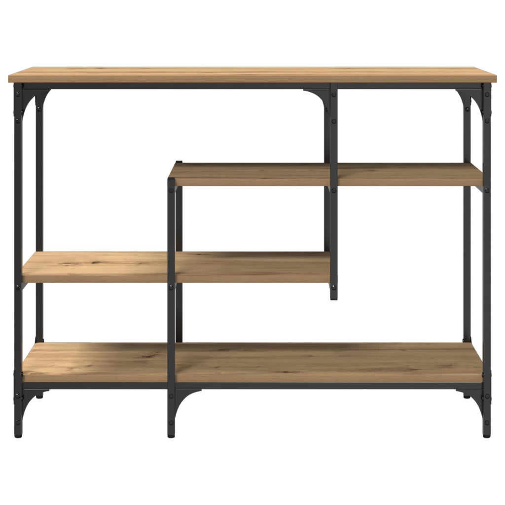 Tavolo Console  in Rovere Artigianale 100x35x75 cm Legno Ingegnerizzato e Acciaio