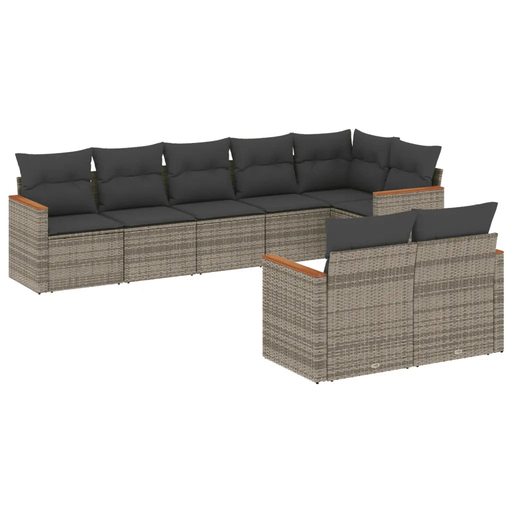 Set Divano da Giardino 8 pz con Cuscini Grigio in Polyrattan 3258553
