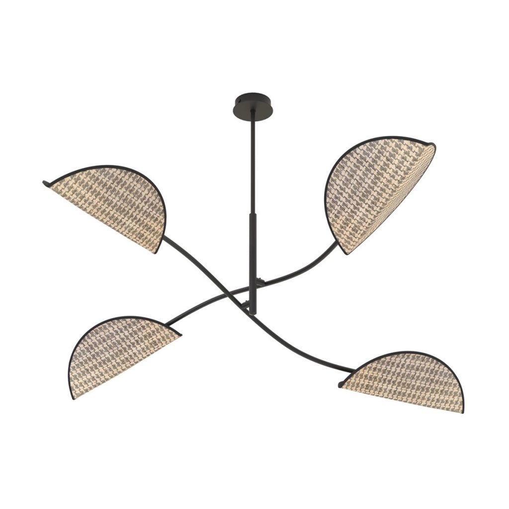 Lampada a sospensione Lotus in acciaio e tessuto effetto velluto
