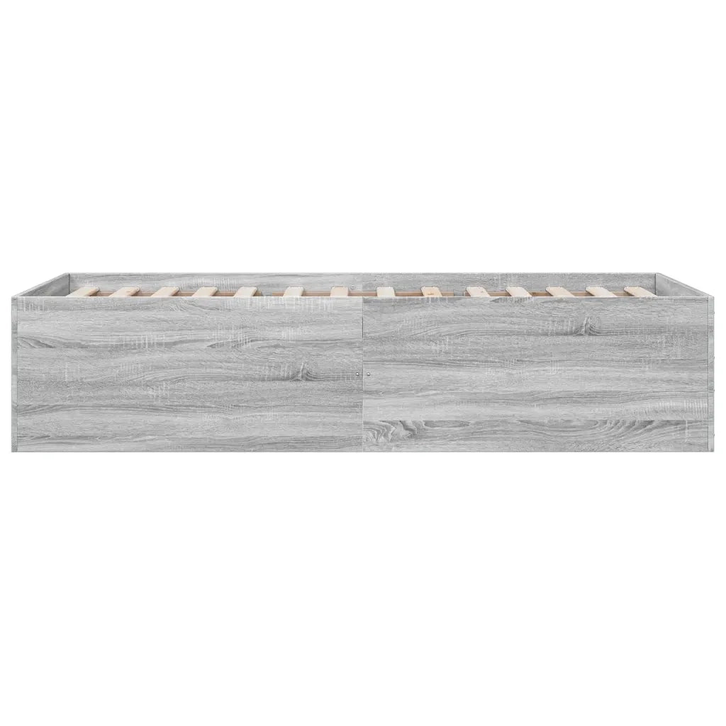Letto singolo | Letto per adulti | Giroletto Grigio Sonoma 100x200 cm in Legno Multistrato