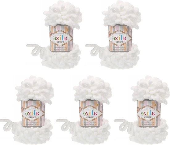 5 x Piuma 100 gram brevioli - 500 gram spugna per uncio superbully lana da maglia senza ago - bianco 55
