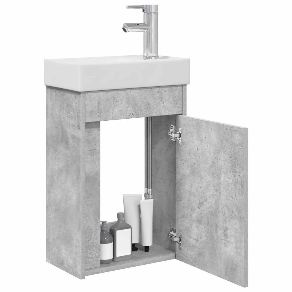Mobile bagno con rubinetto Grigio Cemento 40,5 x 22,5 x 62 cm