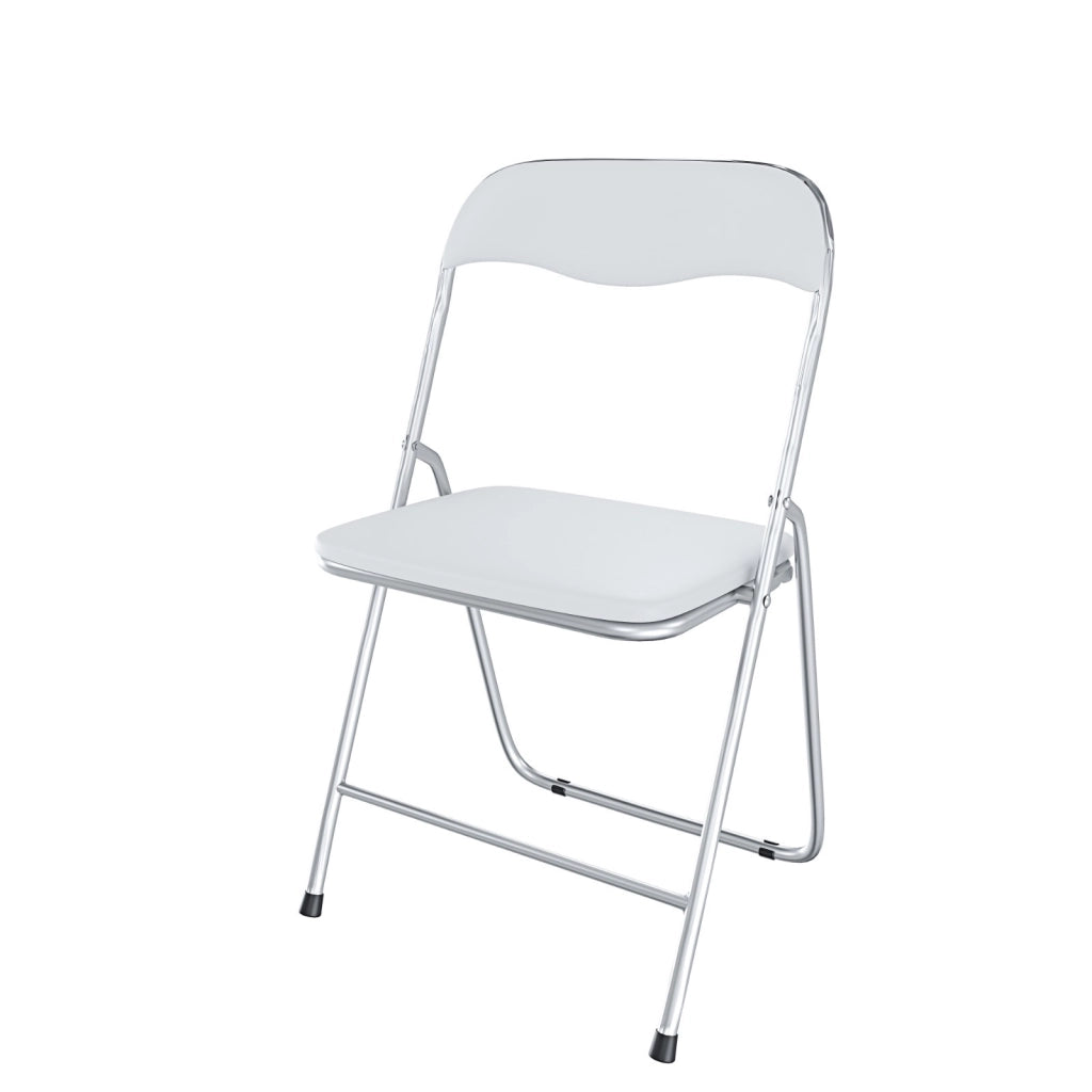 Set da 6 Sedia Pieghevole Slim Opaca in Metallo Sedie Salvaspazio per Ufficio Casa Campeggio Salotto Cucina In Ecopelle con Comoda Seduta Imbottita 78 x 44 x 44 cm Bianco