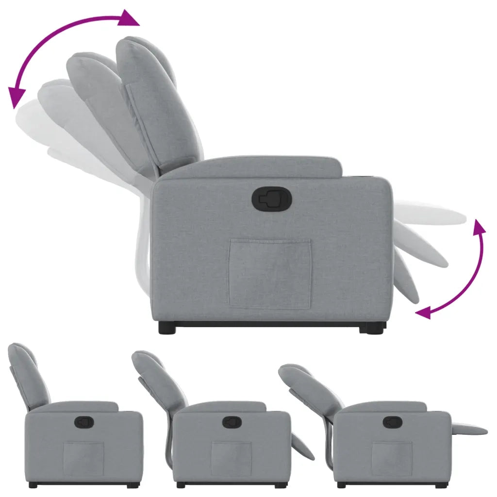 Poltrona Alzapersona Reclinabile Grigio Chiaro in Tessuto 3204368