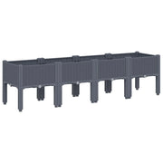 Fioriera rialzata per piante fiori patio giardino con gambe 160 x 40 x 42 cm PP grigio 02_0038158
