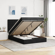 Struttura Letto Pouf con Materasso Nero 140x200 cm in Tessuto 3314178