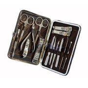 Trade Shop - Set Manicure Pedicure 14 Pezzi Professionale In Astuccio Forbici Tronchesina -