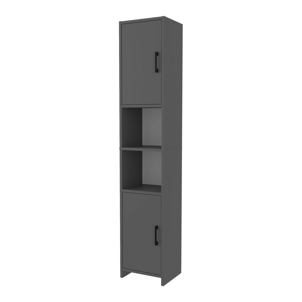 Mobile a Colonna Rautrina a 2 Ante e Scomparti Aperti 180 x 35 x 30 cm - Antracite [en.casa]