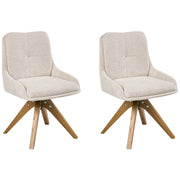 Set di 2 sedie da pranzo girevoli Rivestimento in tessuto beige chiaro Base con gambe in legno girevoli in metallo
