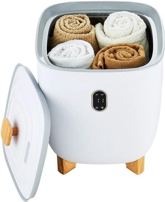 Asciugamiera Elettrica, 25 L, Grande Asciugamiera Elettrica, Schermo a Led, Riscaldamento del Pavimento, Timer Regolabile, Spegnimento Automatico, per Asciugamie, Gilet, Coperte, Pigiami, Bianco