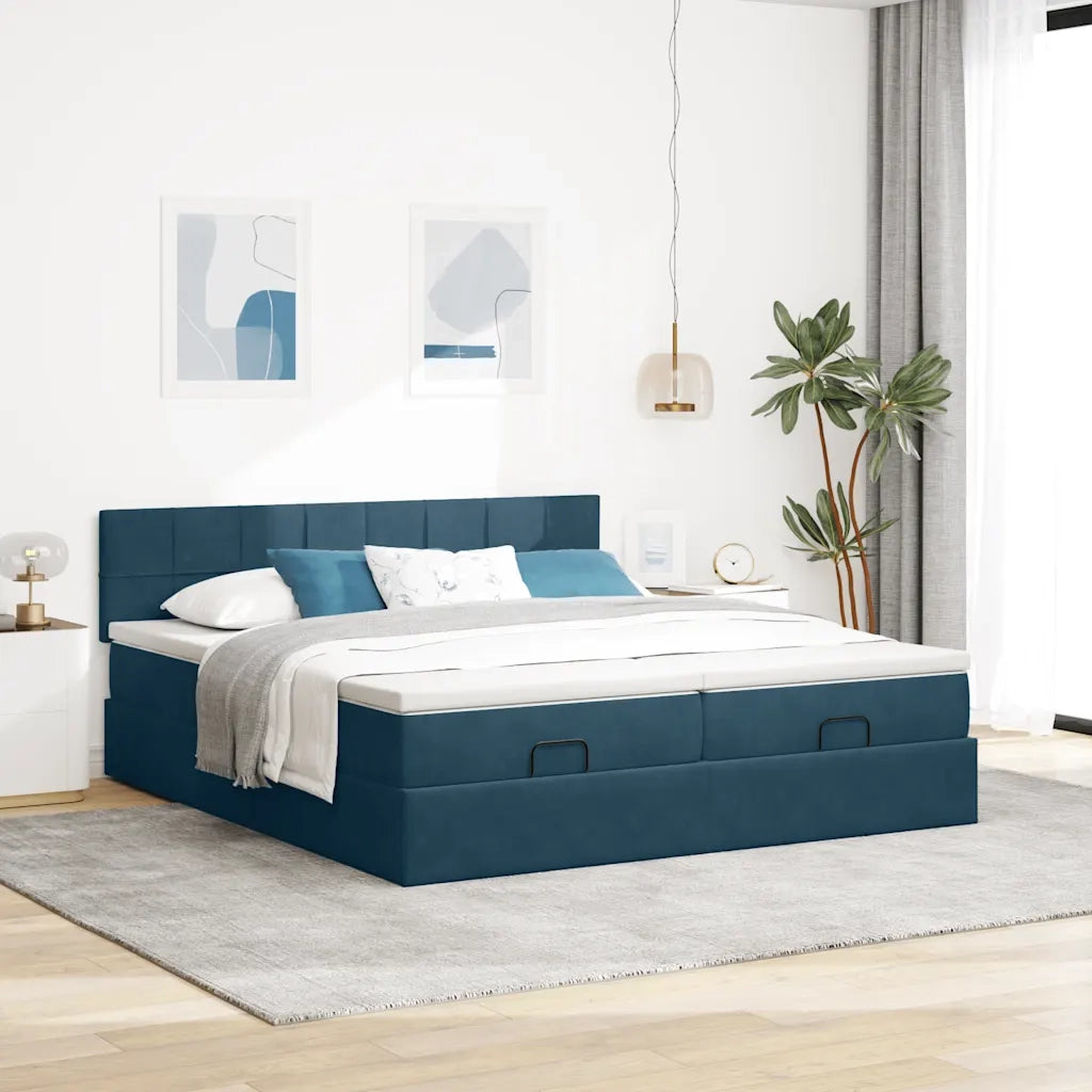 Struttura Letto Pouf con Materassi 160x200 cm Velluto 3312921