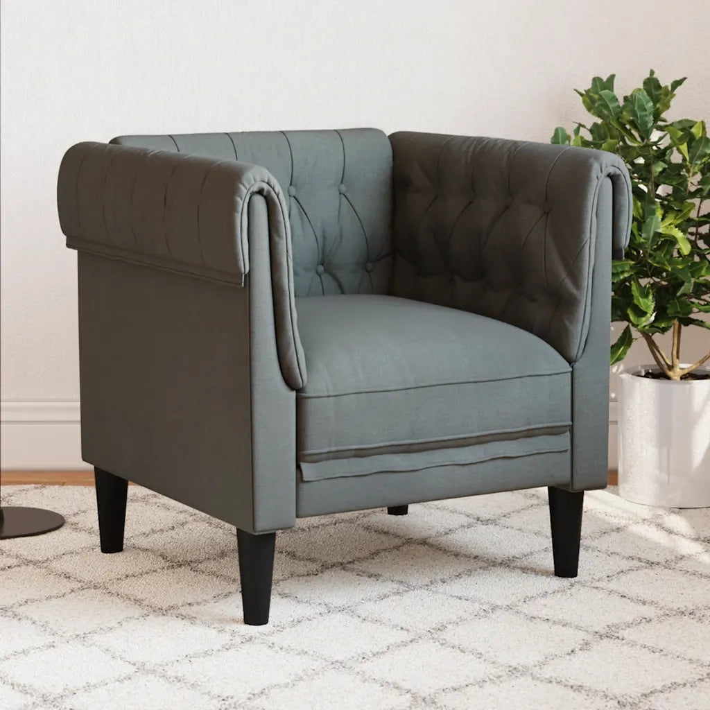 Divano Sedia-Poltrona Chesterfield Grigio Scuro in Tessuto