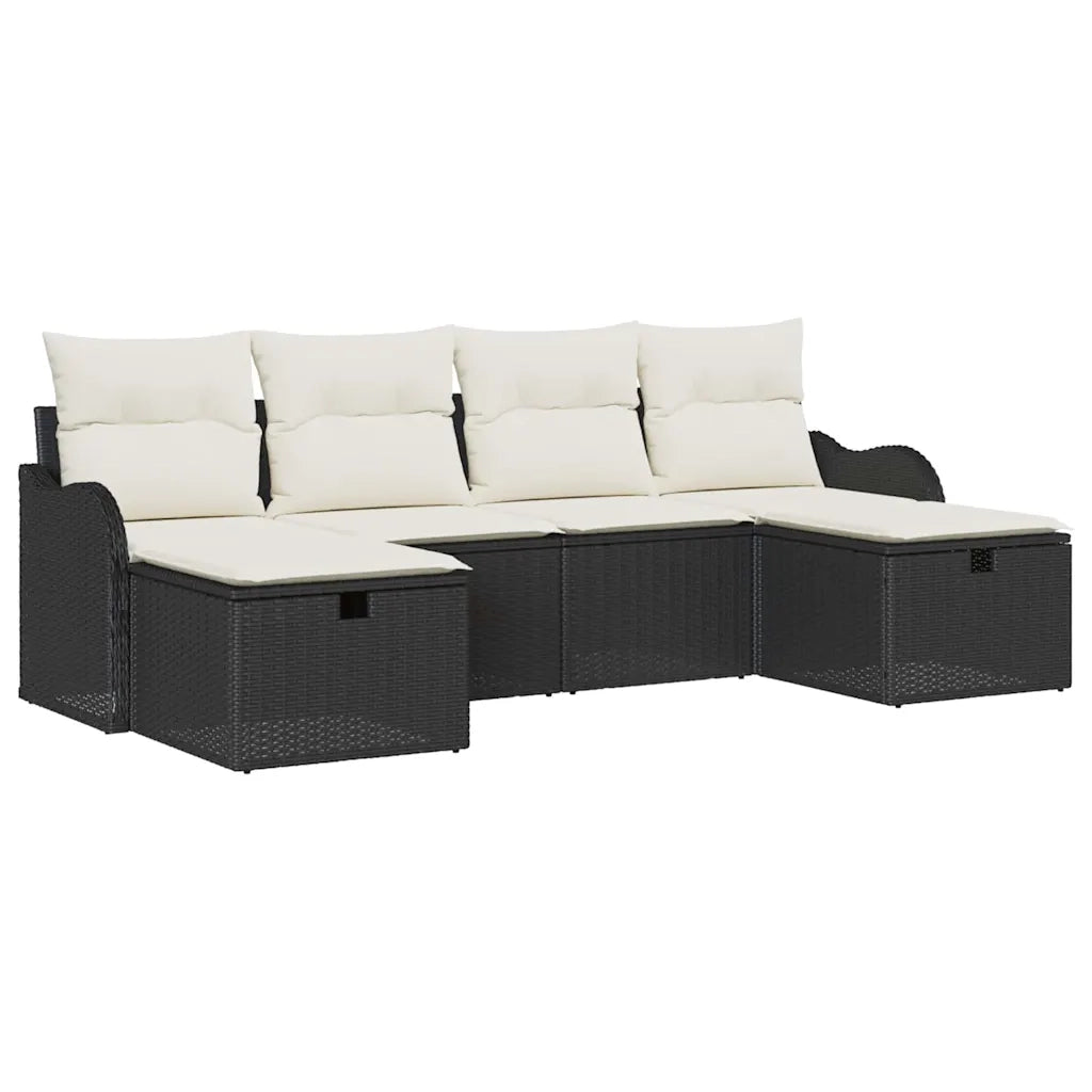 Set di divani con cuscino 6 pcs Nero e Crema polyrattan 3359016