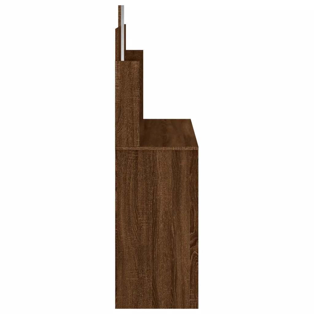 Toeletta con Specchio-Tavolo da Vanit¨¤ Rovere Marrone 96x39x142 cm