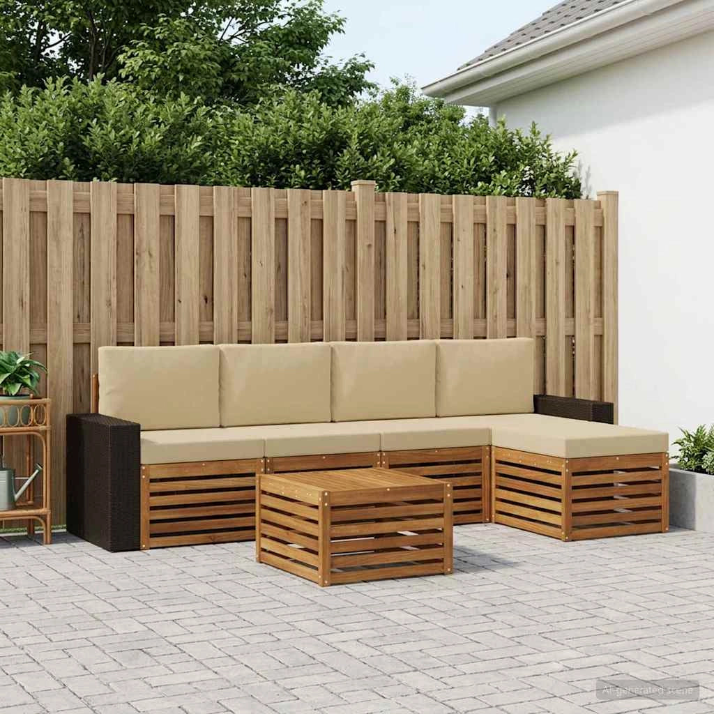 Set di divani da esterno 6 pz Naturale e Beige 3384274