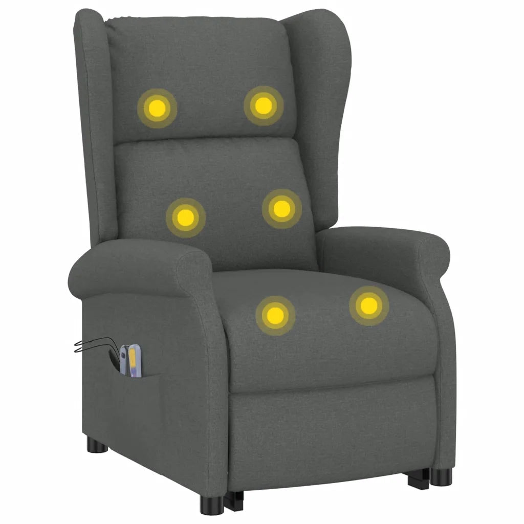 Poltrona Alzapersona Massaggiante in Tessuto Grigio Scuro 289741