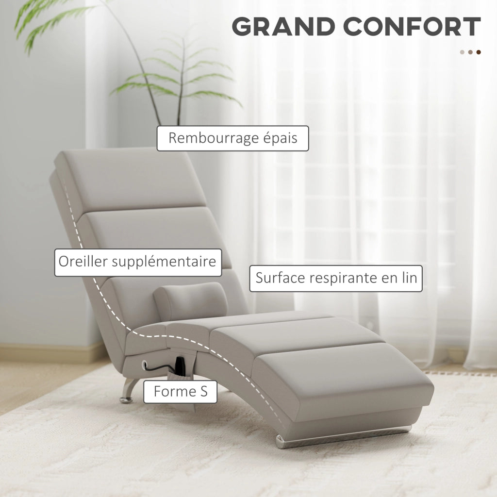 Poltrona relax massaggiante con riscaldamento ¨C Xylo ¨C tessuto effetto lino crema con telecomando