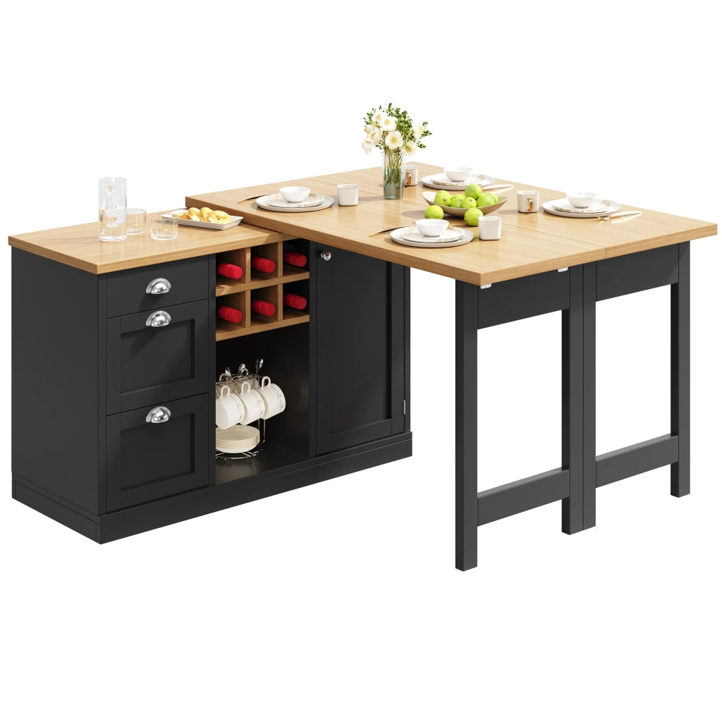Tavolo da pranzo estensibile con contenitore; isola cucina girevole a 360°; 120 × 40 × 74 cm
