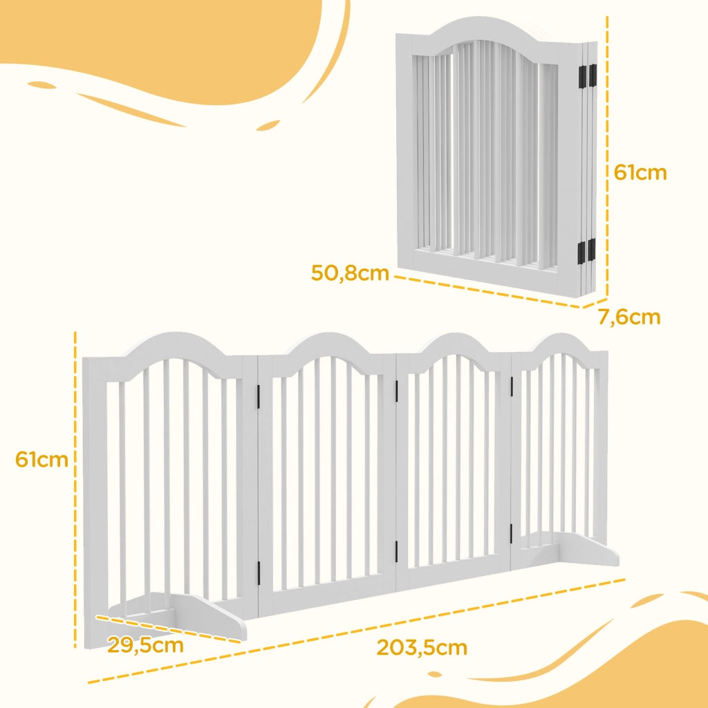 Barriera estensibile a forbice pieghevole a 4 pannelli per scale e porte in legno massiccio e MDF bianco