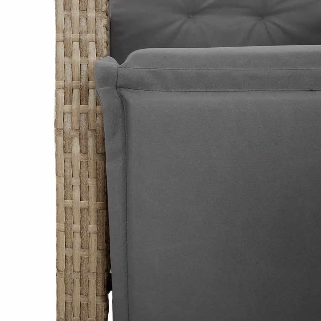 Set Pranzo da Giardino 7 pz con Cuscini Beige Misto Polyrattan