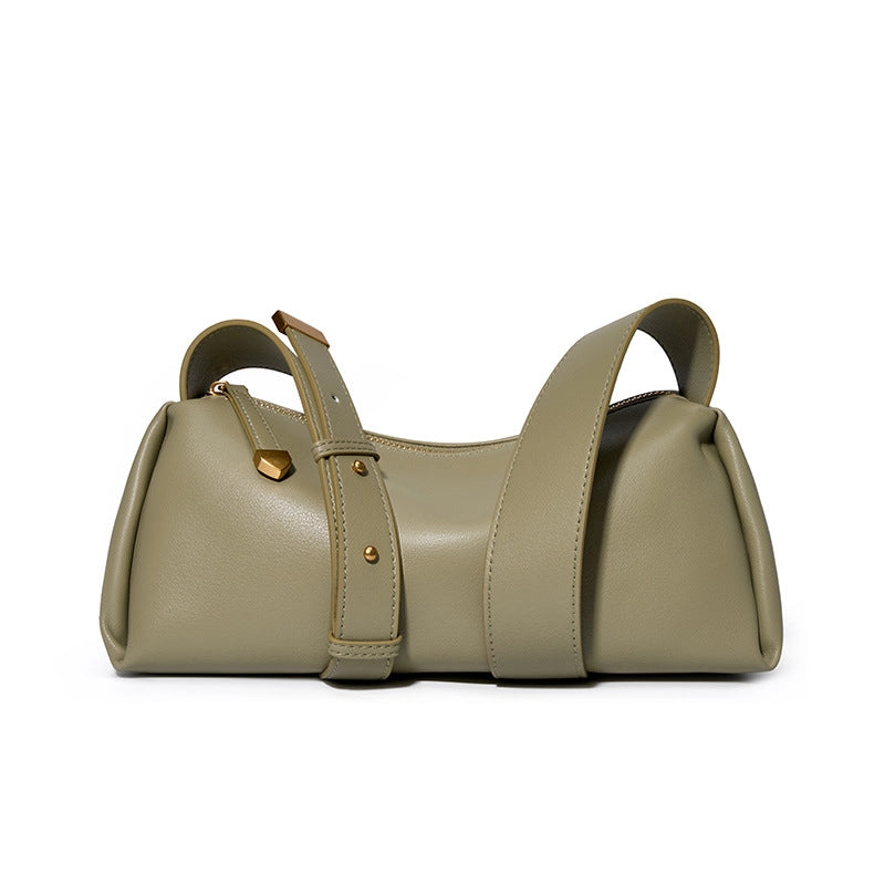Borsa a tracolla piccola da donna in vera pelle, colore verde.